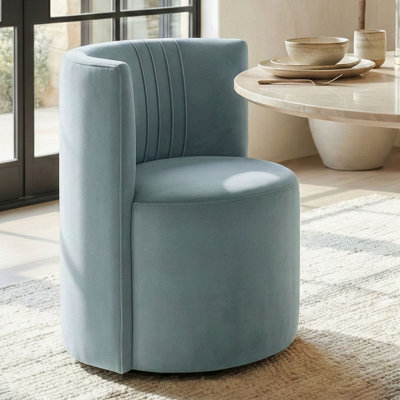 Velvet Rolling Barrel Armchair with Wheels