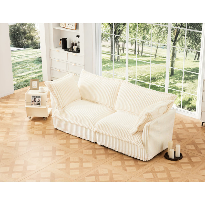 Comfy Corduroy 2 - siège profond, coussin rembourré, housse amovible, salon crème, Velours côtelé crème