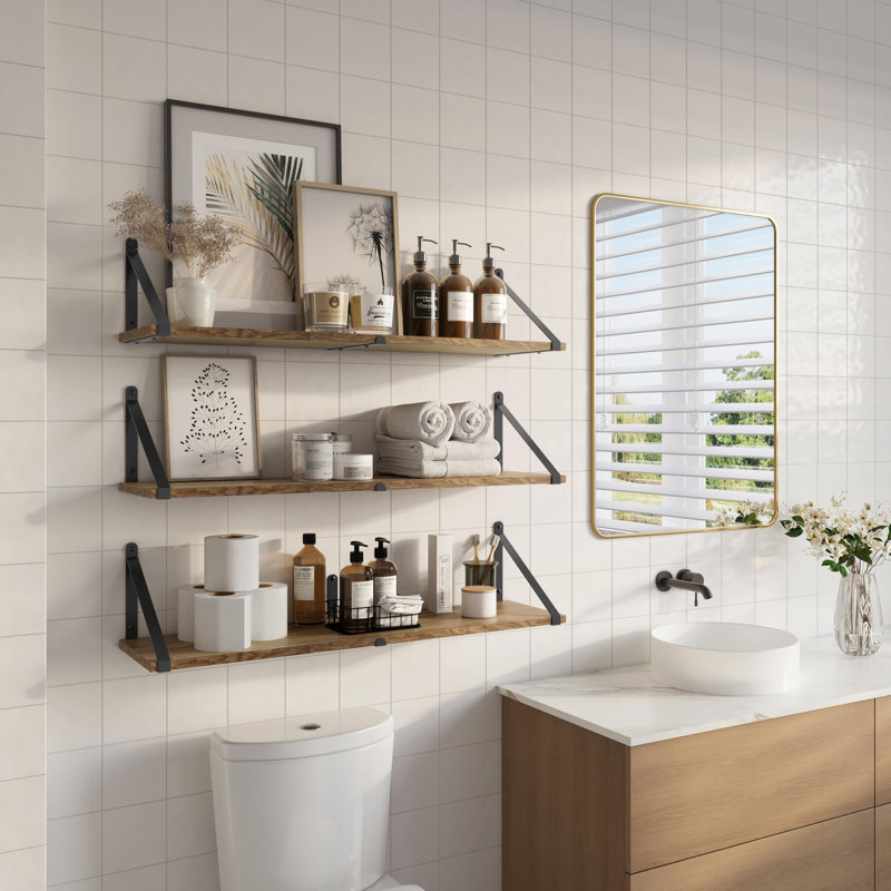Anorea Wood Bracket Shelf, Brown