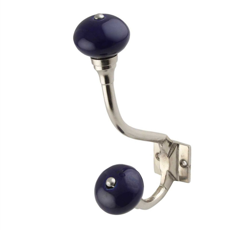 Antoinette Iron Wall Wall Hook, Dark Blue/Silver