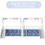 Lit mezzanine simple avec glissade, ensemble de rideaux et drapeaux décoratifs, métal, blanc et bleu-879981684