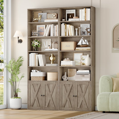 EN VENTE Bibliothèque 2 pièces de 82,3 po de hauteur, 7 étages avec portes pour le bureau à domicile et le salon