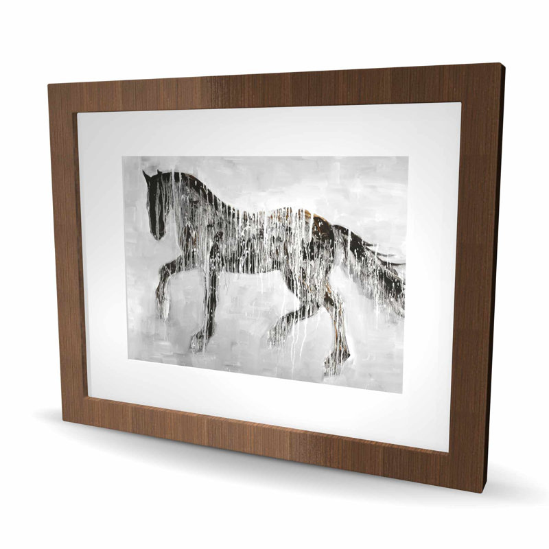 Silhouette de cheval brun - cheval de bureau avec imprimé mat, H 20 po x l 16 po
