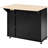Mobile Kitchen Storage With Large Drop Leaf & 3 Tier Cabinet, Black Island Rubber Wood Countertop-1803605744