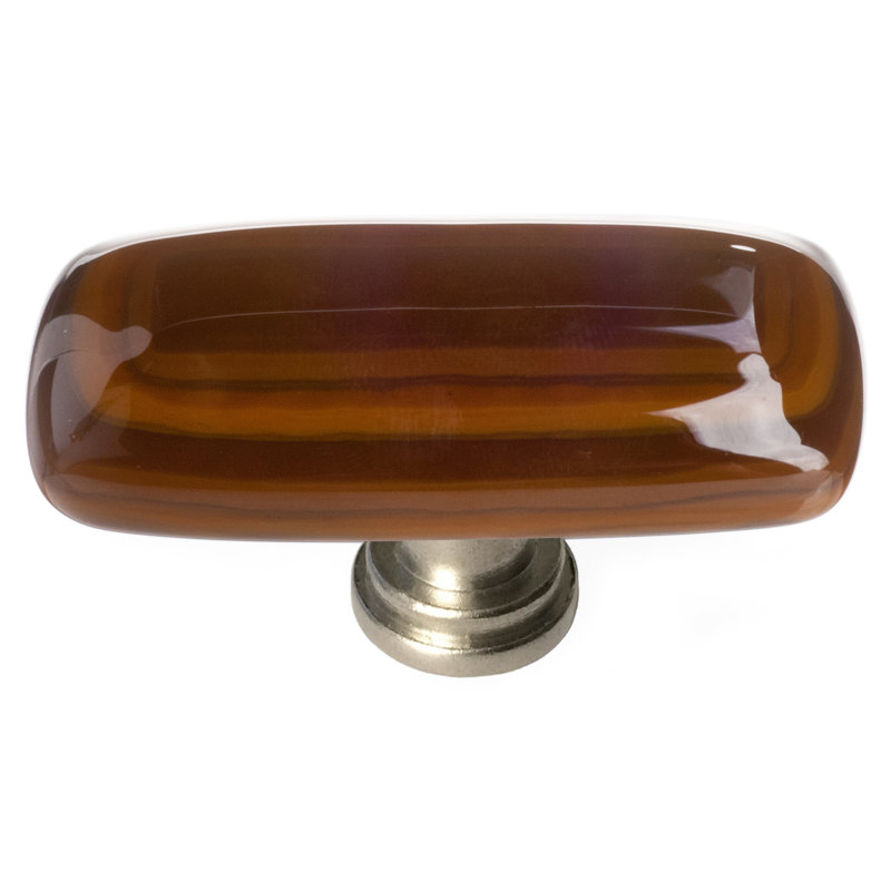 Stratum Rectangular Knob Knob, Woodland/Umber, Satin Nickel