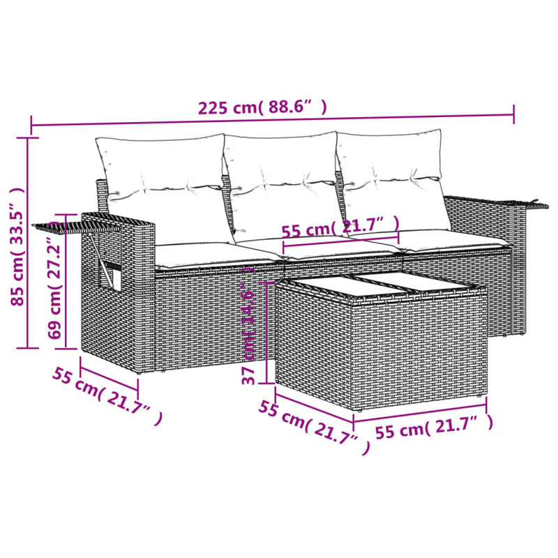  Garden Sofa Set Grey