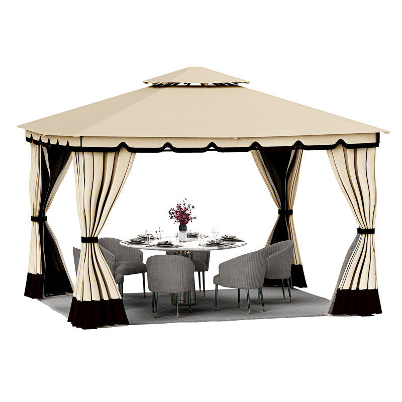 10 Ft. W x 12 Ft. D Soft Roof Gazebos Steel Patio Gazebo