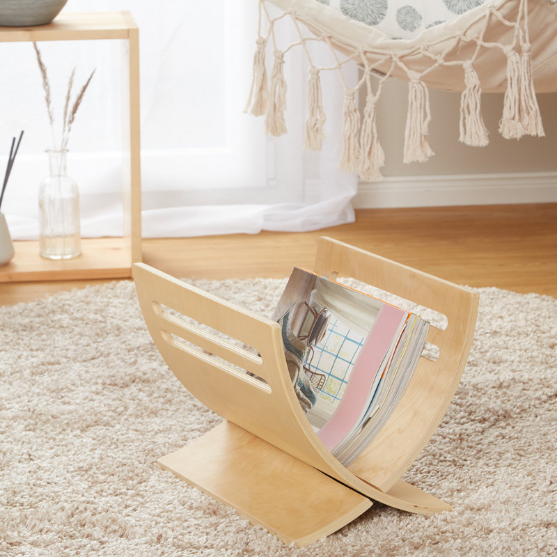 Portwood Wood Free Standing Magazine Rack, Ecru