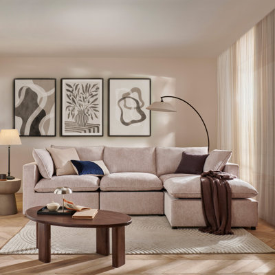 Belinda Chenille 3 Seater Modular Chaise Sofa 