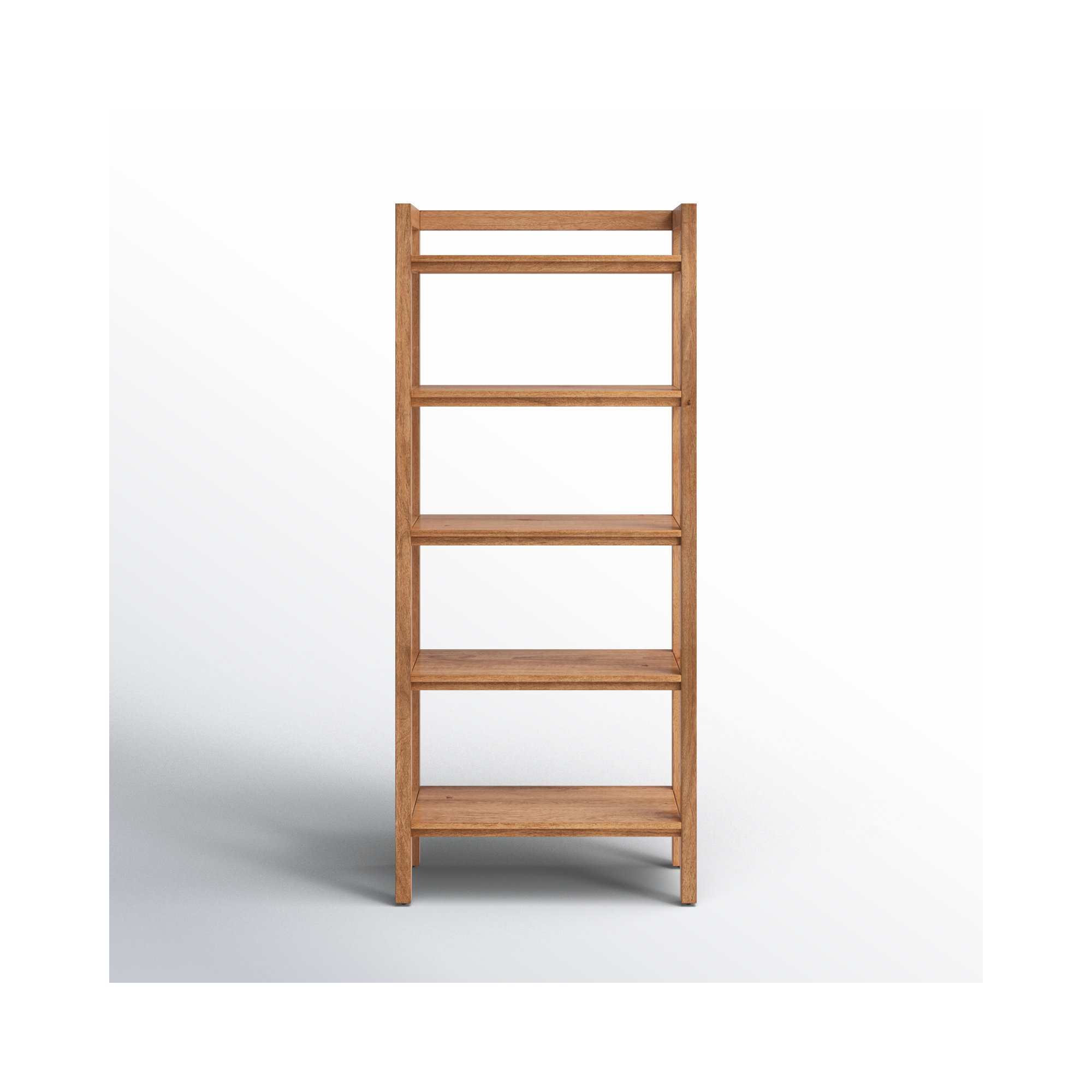 Kirisa Etagere Solid Wood Bookcase, Mid Tone Honey, 70" H x 30" W x 16" D