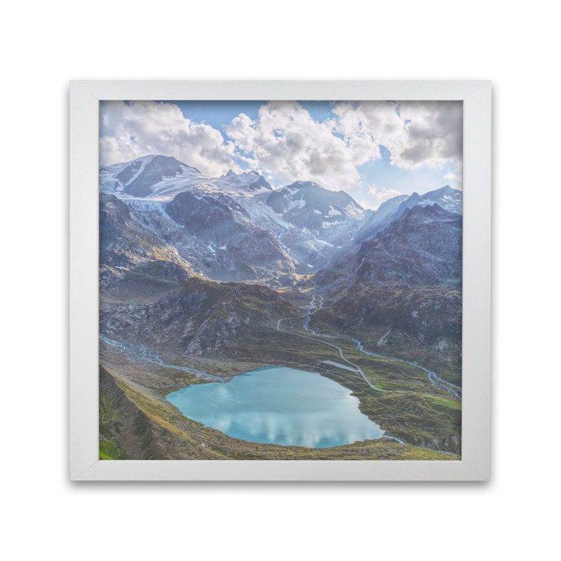 Heart Lake by Nur Mut - Single Picture Frame Print, 40 cm H x 40 cm W, White