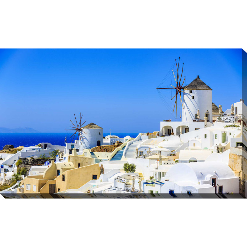 « santorini, grèce », reproduction de photo sur toile, H 36 po x l 60 po x P 1,5 po