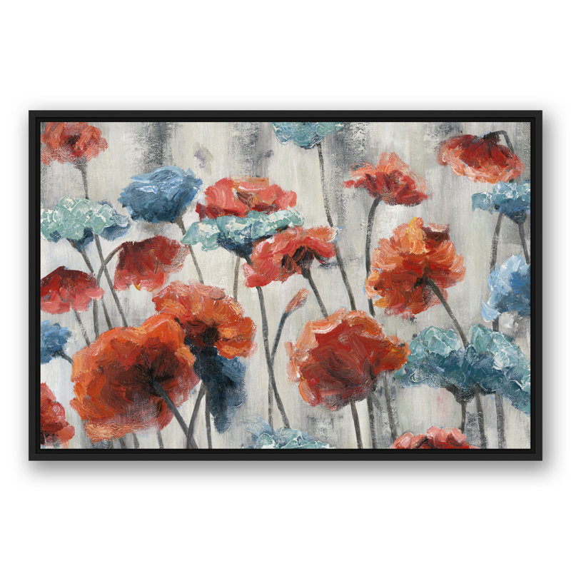 Fleurs - reproduction d'art sur toile, H 24 po x l 36 po x P 1,25 po, Cadre noir