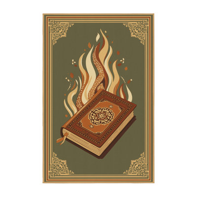 Machine Washable Oscor Book And Torch Symbol Classic Oriental Rug in Brown – LightBrown Binding