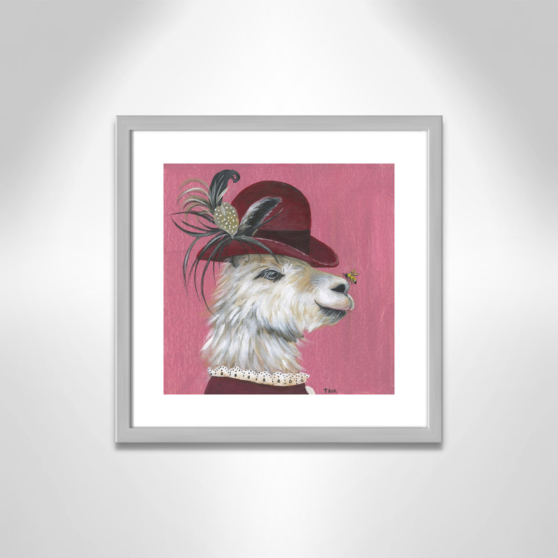 Art sur toile llama, H 17 po x l 17 po x P 1,18 po, Cadre argenté