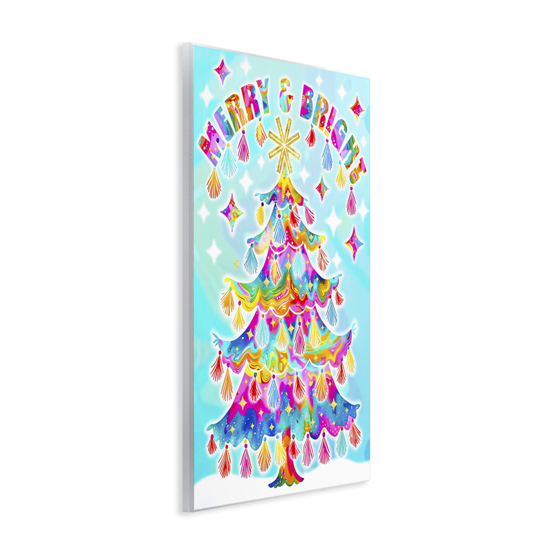 Toile éclectique «Merry & Bright» par Jess Stempel, H 15 po x l 10 po