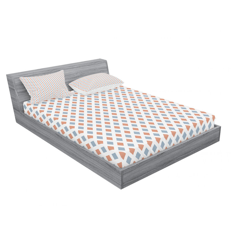 Microfiber Geometric Sheet Set, Queen Sheet Set with Fitted Sheet