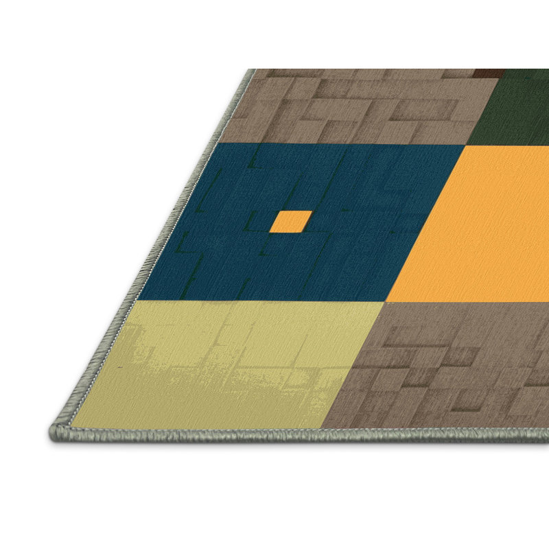 Green Grids Rug, Square 8'