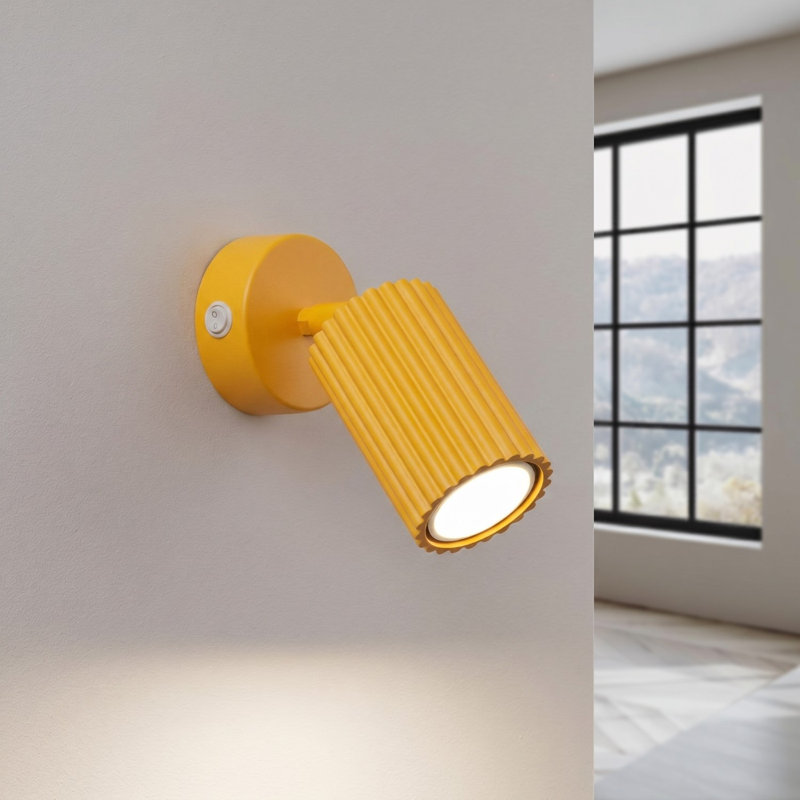Karbon Aluminium Wall Sconce, Wall lamp KARBON yellow with a switch, Yellow, 1 Light