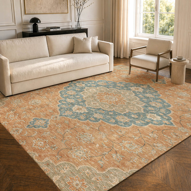 Tapis Chantille ACN3081 Global, lavable à la machine, intérieur/extérieur, Terra Cotta, 8 pi x 10 pi