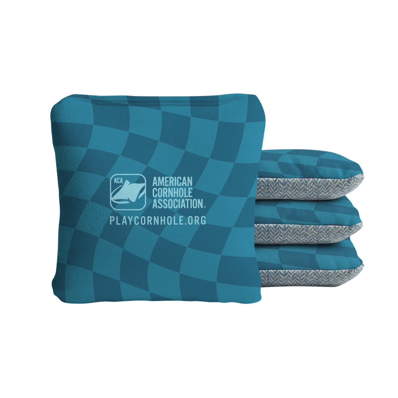 Sacs de cornhole doux à carreaux ondulés rétro Synergy, Bleu