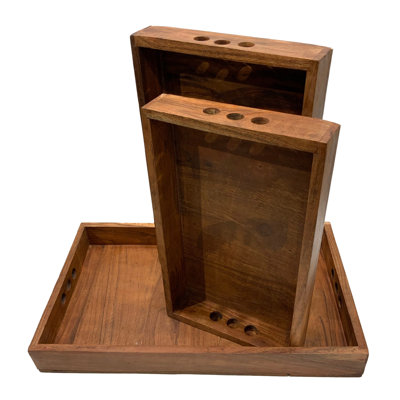 Chapalet Solid Wood Tray - Set of 3