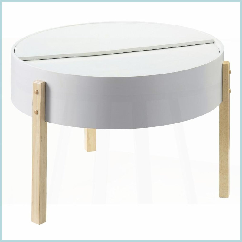 Blanc et blanc Table basse avec rangement caché Natural Living, H 18,5 po x l 32,5 po x P 32,5 po