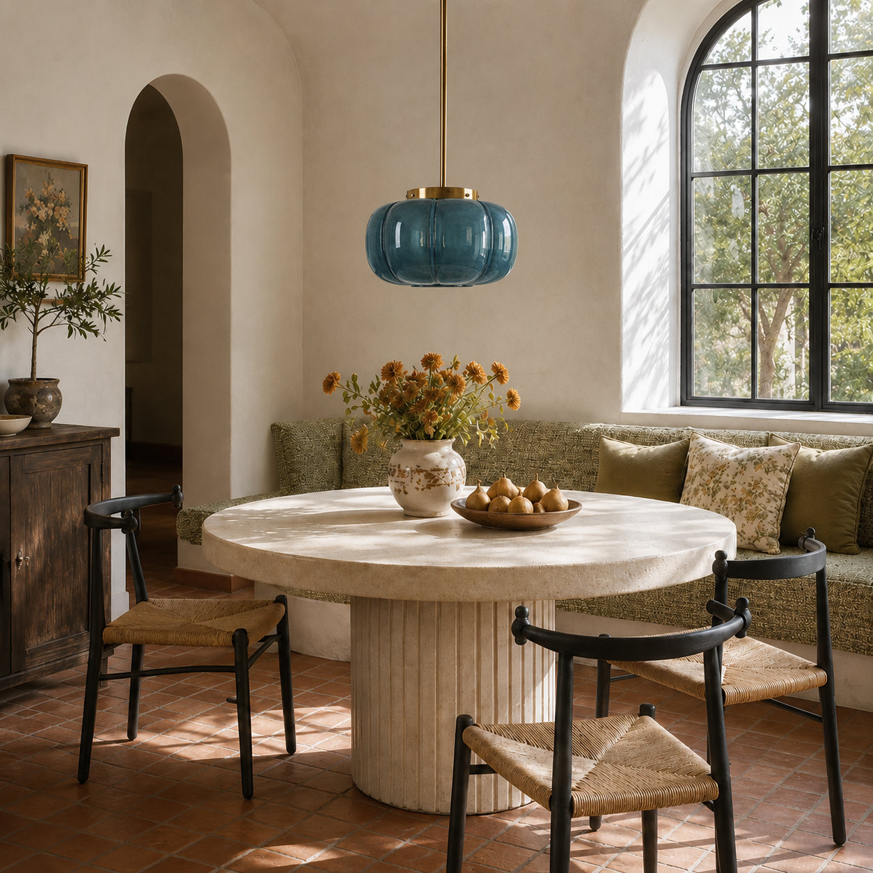 Beltran Dimmable Dome Single Light Pendant, Blue
