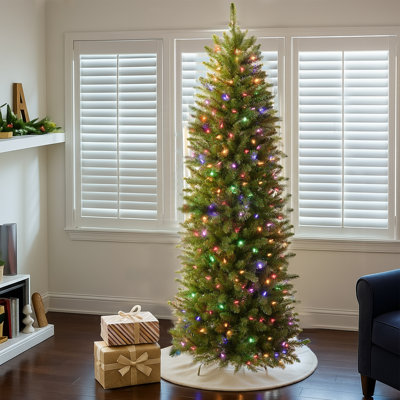 6 Ft Prelit Pencil Slim Christmas Tree Decor with 250 LED RGB Lights Artificial Tree Indoor Outdoor Decorations