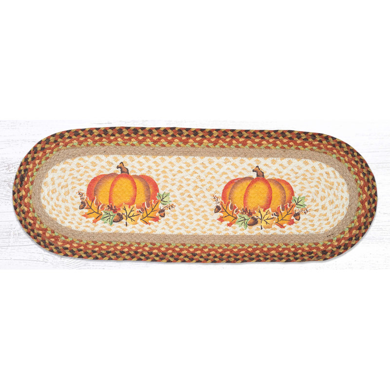 Chemin de table Earth Rugs 13 "x 36" Harvest, Harvest Pumpkin