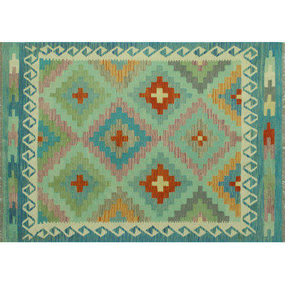 Celese One-of-a-Kind 4'10" x 6'8" Rectangle Wool Area Rug in Green