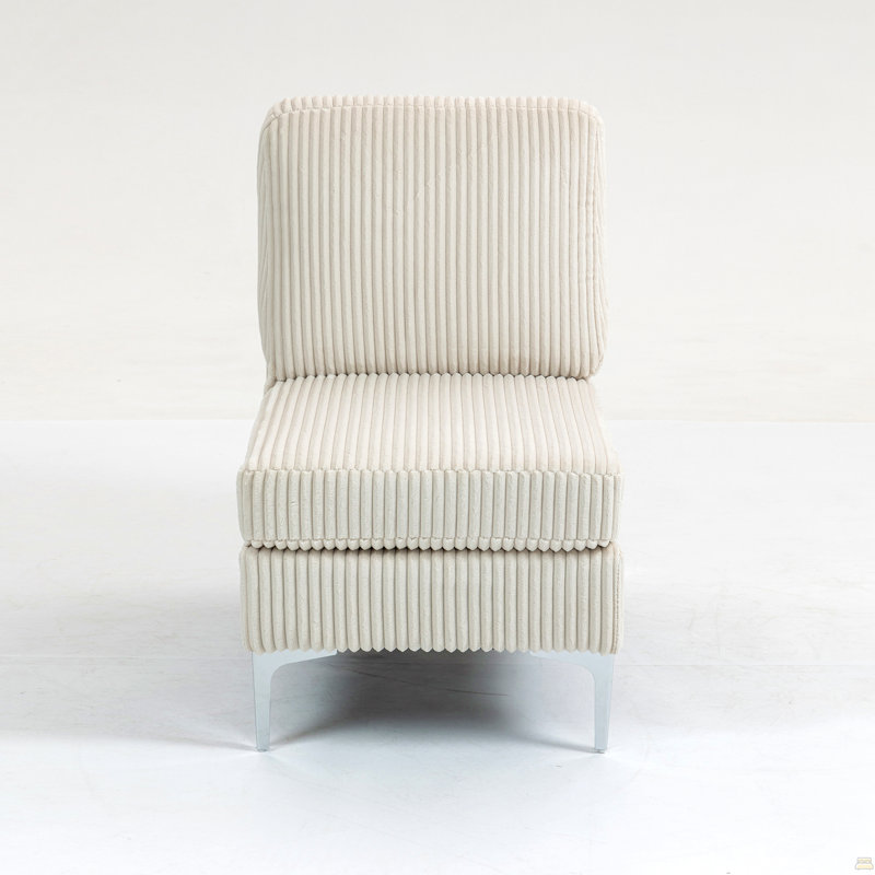 Canapé modulaire modulaire sans accoudoirs, canapé modulaire en velours côtelé, fauteuil d'appoint modulaire sans accoudoirs avec coussin de dossier, beige