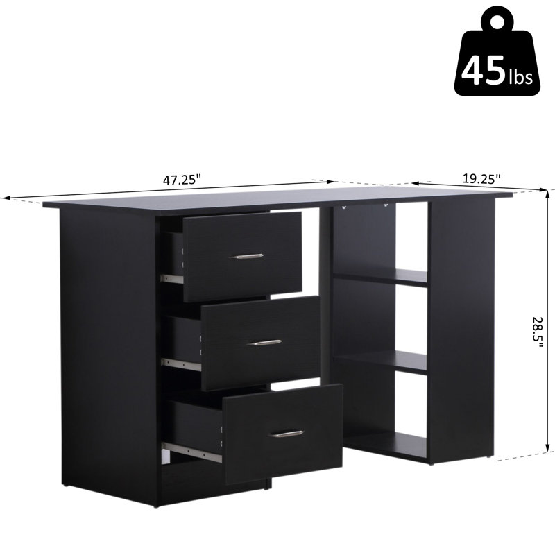Bureaux modernes en MDF avec rangement, peu encombrants pour les bureaux à domicile