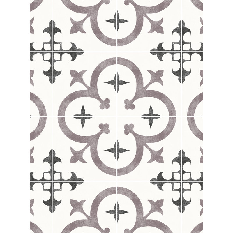 Carreau de papier peint auto-adhésif Clouse Flower, L 18 pi x l 2 pi, Mauve / Gris