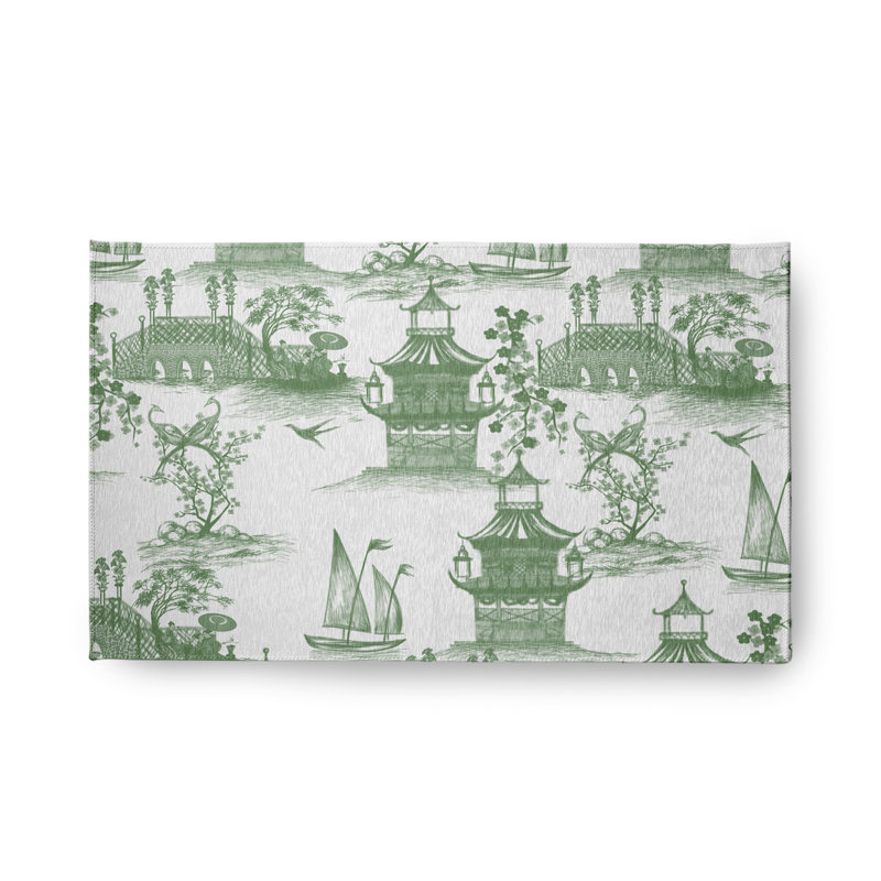 Tapis intérieur / extérieur floral / blanc en chenille tissé à la machine, Rectangle 1 pi 6 po x 2 pi 6 po
