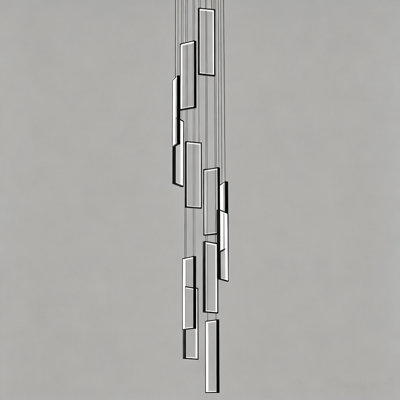 12-Light Modern Minimalism Chandelier Adjustable Height Pendant Light LED Rectangular Pendant Lighting for Staircase Foyer Living Room