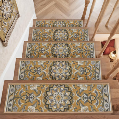 Tapis d'escalier pour marches en bois, antidérapant, auto-adhésif, pelez et collez, tapis d'escalier moelleux, sans résidus, tapis d'escalier réutilisable, 15 pièces, (brun)