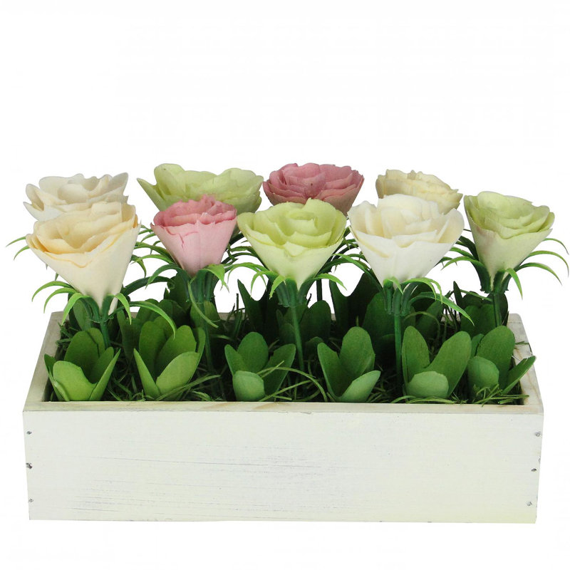 Fleurs artificielles printanières en pot 9,5 po jaune et blanc