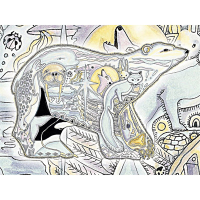Couverture d'ours polaire Pure Country Weavers - Animal Spirits Totem par Sue Coccia - jeté en coton tissé - fabriqué aux États-Unis (72 x 54)