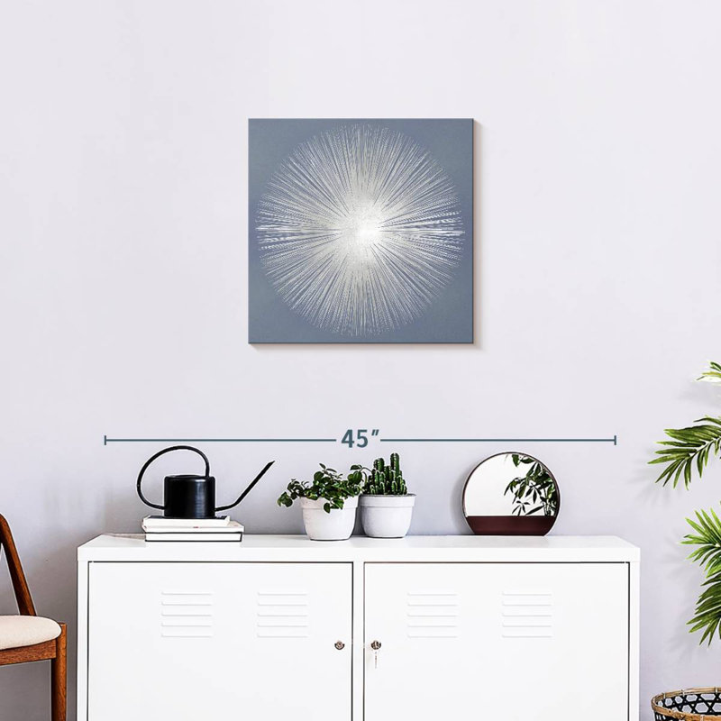 Avery argenté sur fond gris I, H 20 po x l 20 po