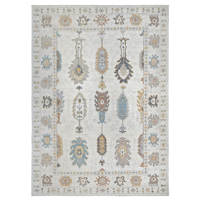 Tapis rectangulaire en laine noué à la main 10 pi 2 po x 14 pi Rectangle