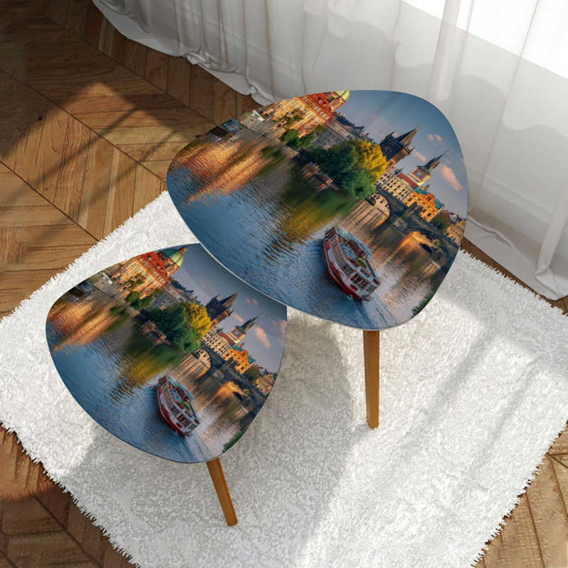 Ensemble de 2 tables basses gigognes Triangle