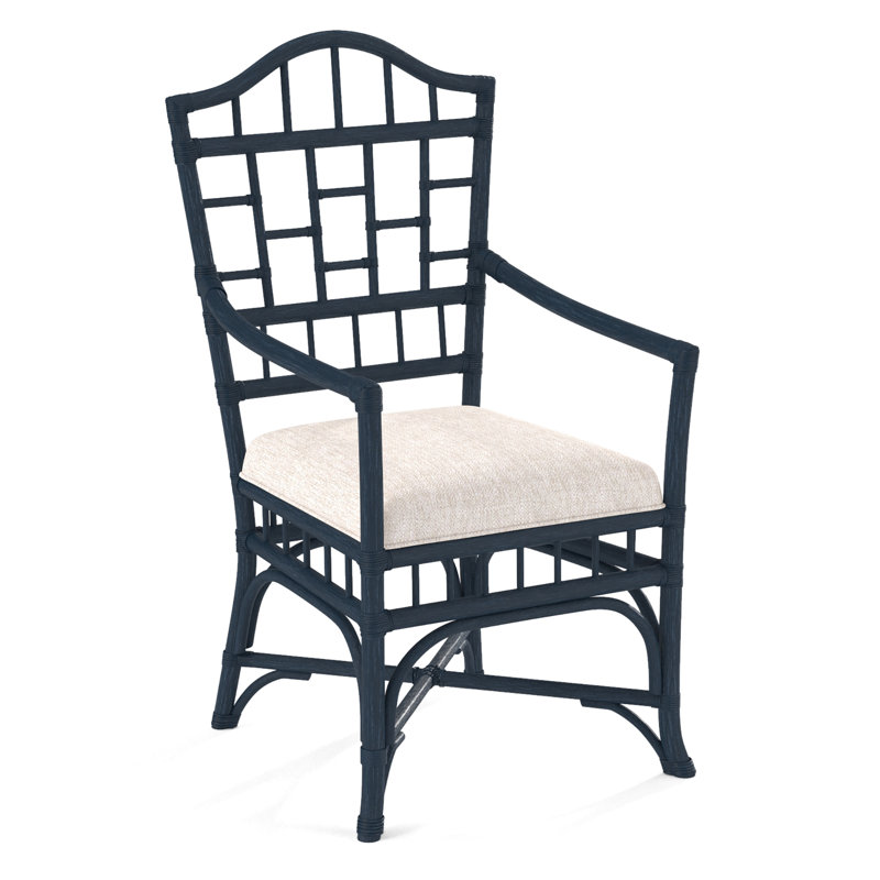 Chippendale Upholstered Arm Chair, Java, White Sugar Performance; 0863-91