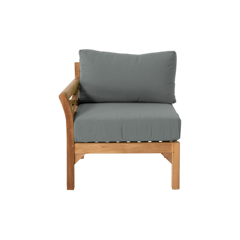 Kendrica Outdoor Teak One Arm Lounge Chair, Charcoal