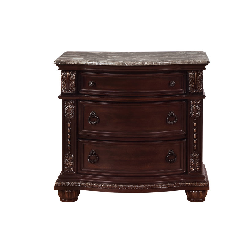 Table de chevet à 3 tiroirs avec table en bois massif 1pc