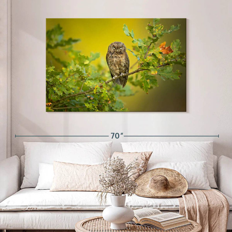Owl Perching On Tree, 32" H x 48" W