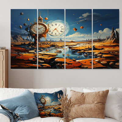 The Persistence Of Dali Surreal I - Surrealism Landscape 4 Piece Wall Art Set