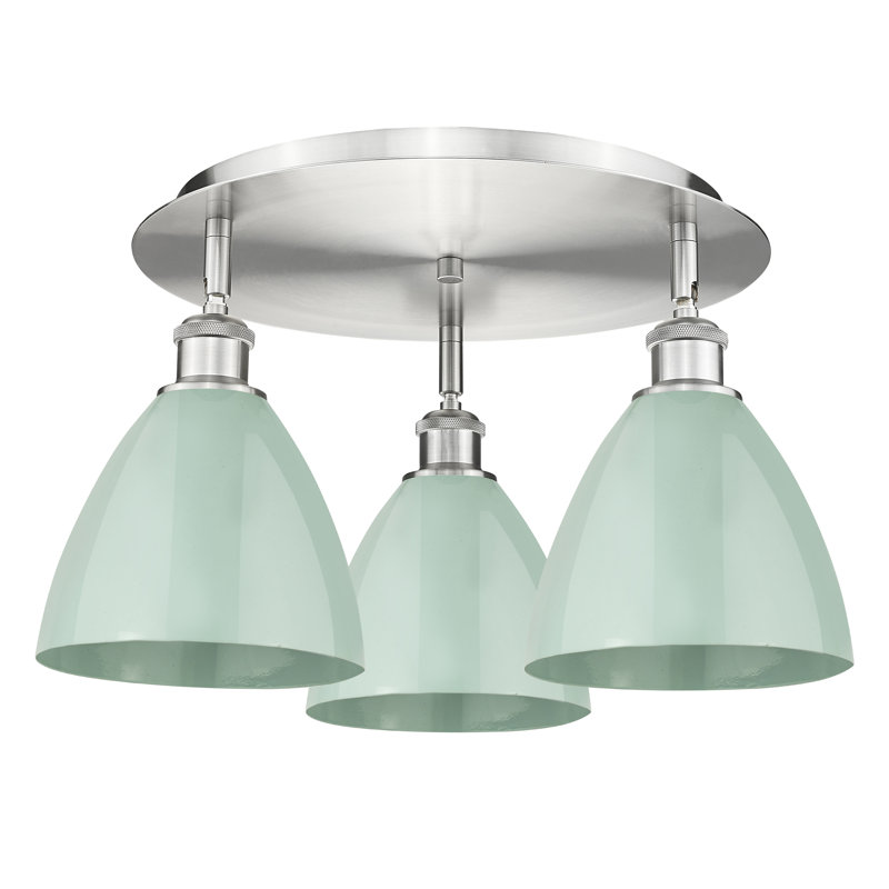 Plafonnier encastré 3 lumières 7,5 po Allare, Écume de mer, écume de mer, Nickel satiné