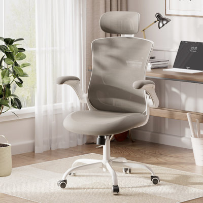 Chaise de bureau ergonomique en filet avec accoudoirs relevables Inbox Zero