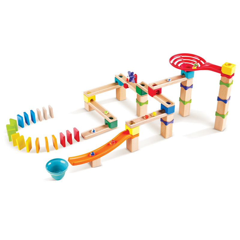 Colorful Wooden Marble Run Racetrack Set with 81 Pieces